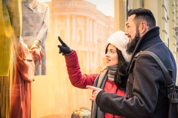 Couple window shopping